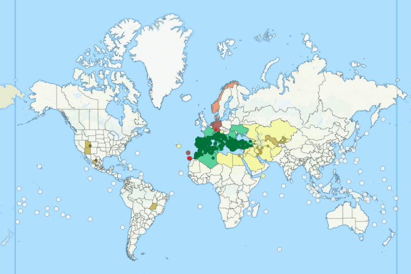 Mapa de Pheidole pallidula
